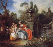 Nicolas Lancret A Lady in a Garden Taking coffee with some Children Spain oil painting artist